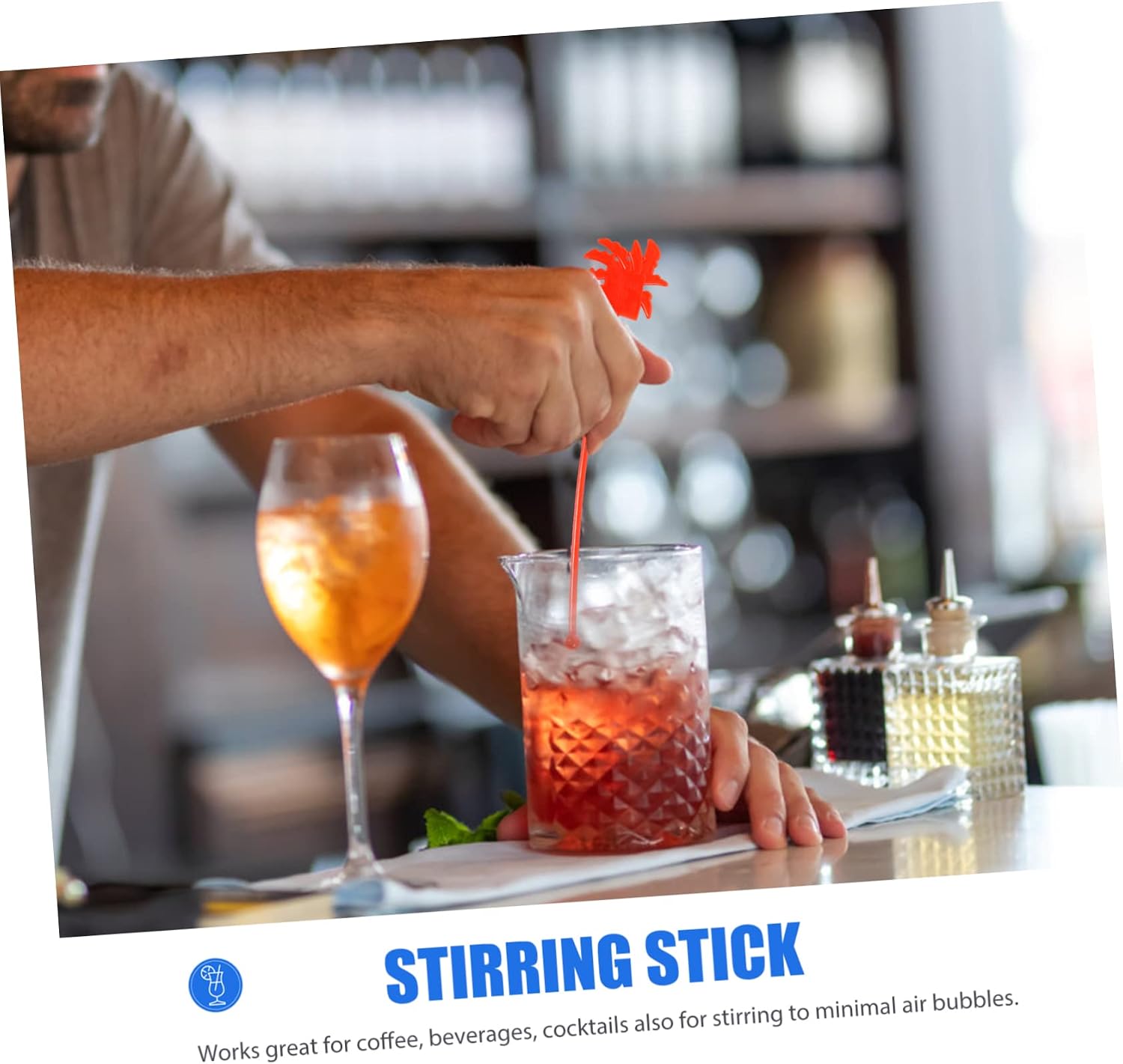 Alipis 30pcs Coconut Tree Plastic Swizzle Sticks Disposable Cocktail Stirring Rods for Coffee Juice and Mixed Drinks Portable Beverage Stir Sticks
