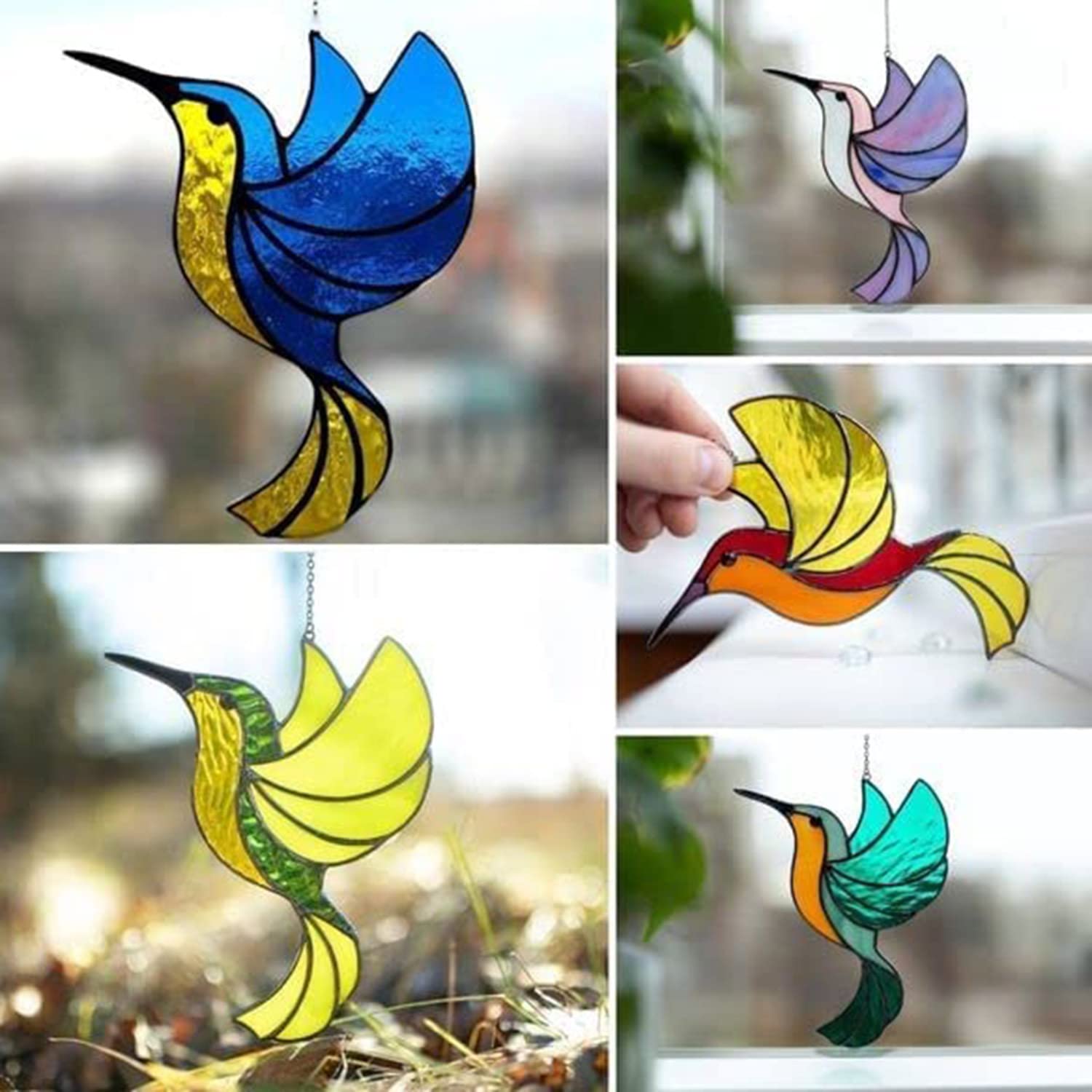 Amazon.co.jp: ステンドグラスの窓掛け鳥パネルハミングバード Amazon.co.jp: ステンドグラスの窓掛け鳥パネルハミングバード