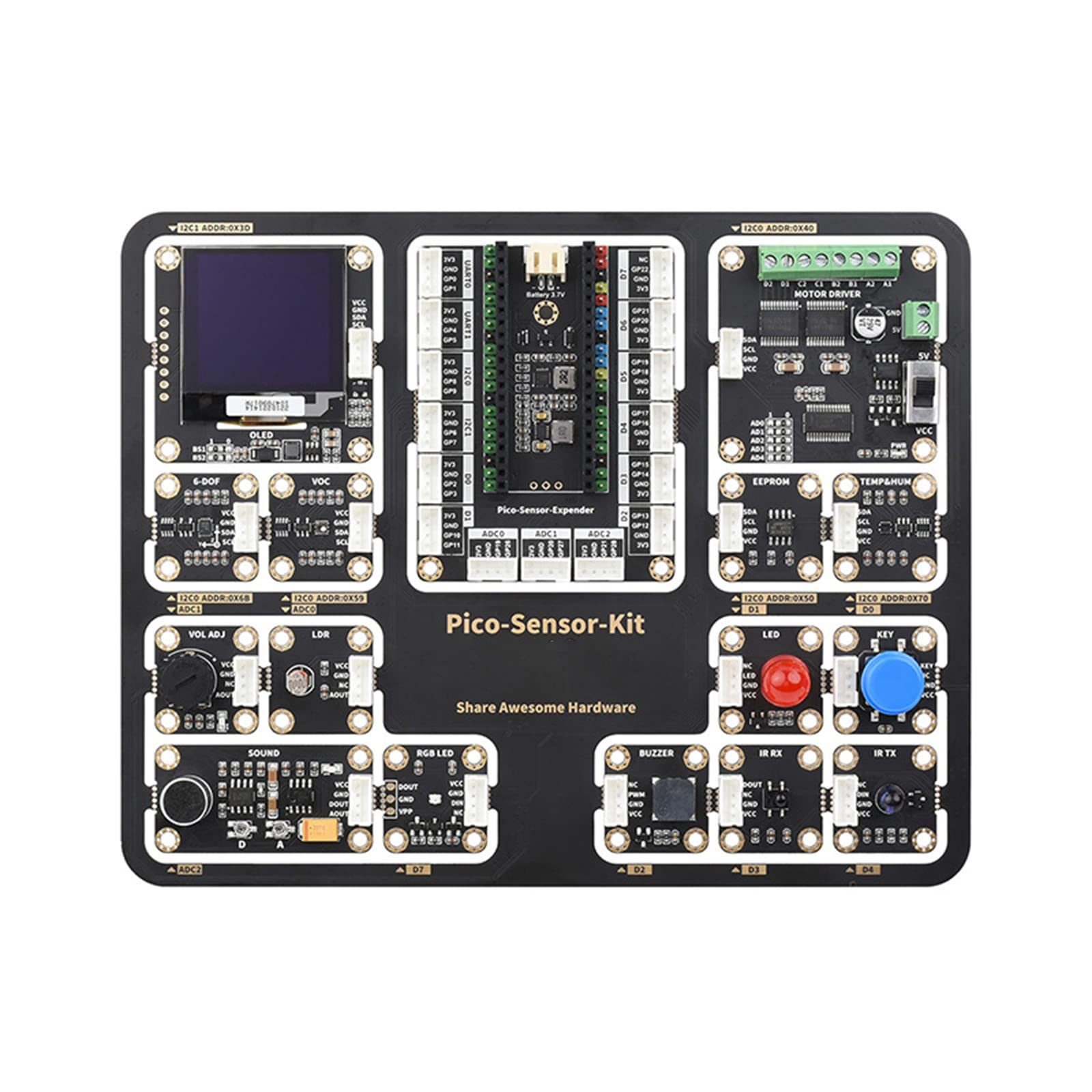 GRABLOOM for Entry-Level Sensor Kit Including Expansion Board and 15 Modules Design Sensor Kit