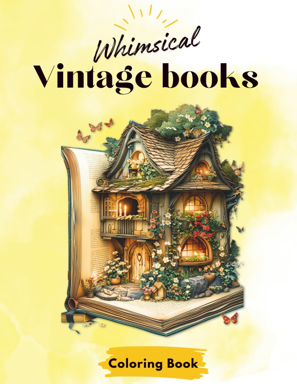 Whimsical Vintage Books: 30 enchanted designs in soft grayscale: Coloring for Adults: Relaxation & Stress Relief