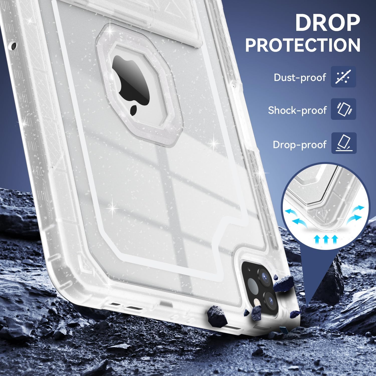 for iPad Pro 12.9 Case 6th/5th/4th/3rd Generation 2022/2021/2020/2018, 12.9 Inch iPad Pro Case Cover with Pencil Holder, Clear Glitter - Image 7