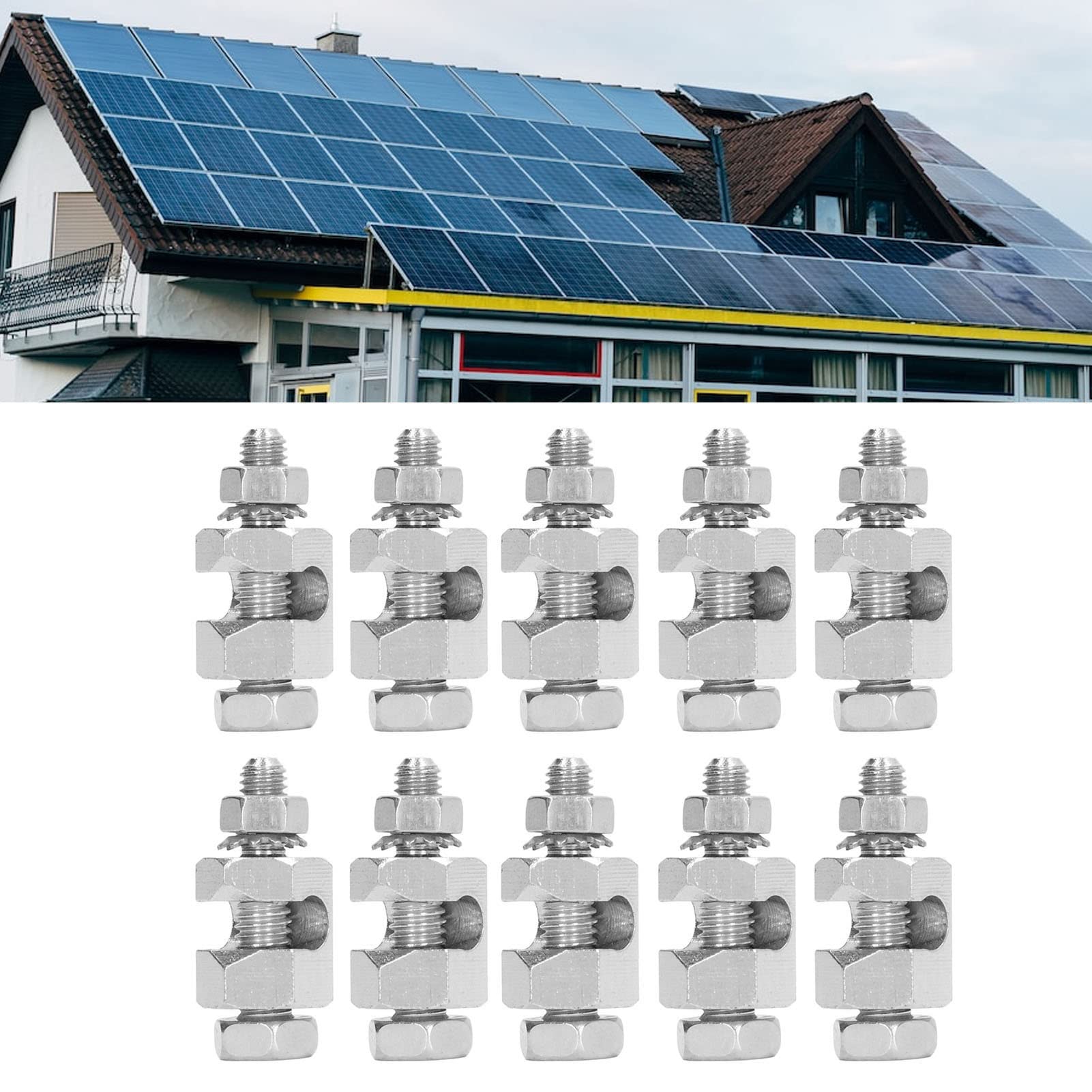 Focket 10PCS Écrous et boulons pour Panneaux solaires photovoltaïques, Serre câble de Mise à la Terre pour Fils Nus, raccord boulonné sûr pour câble de Mise à la Terre, Serre câble de mis