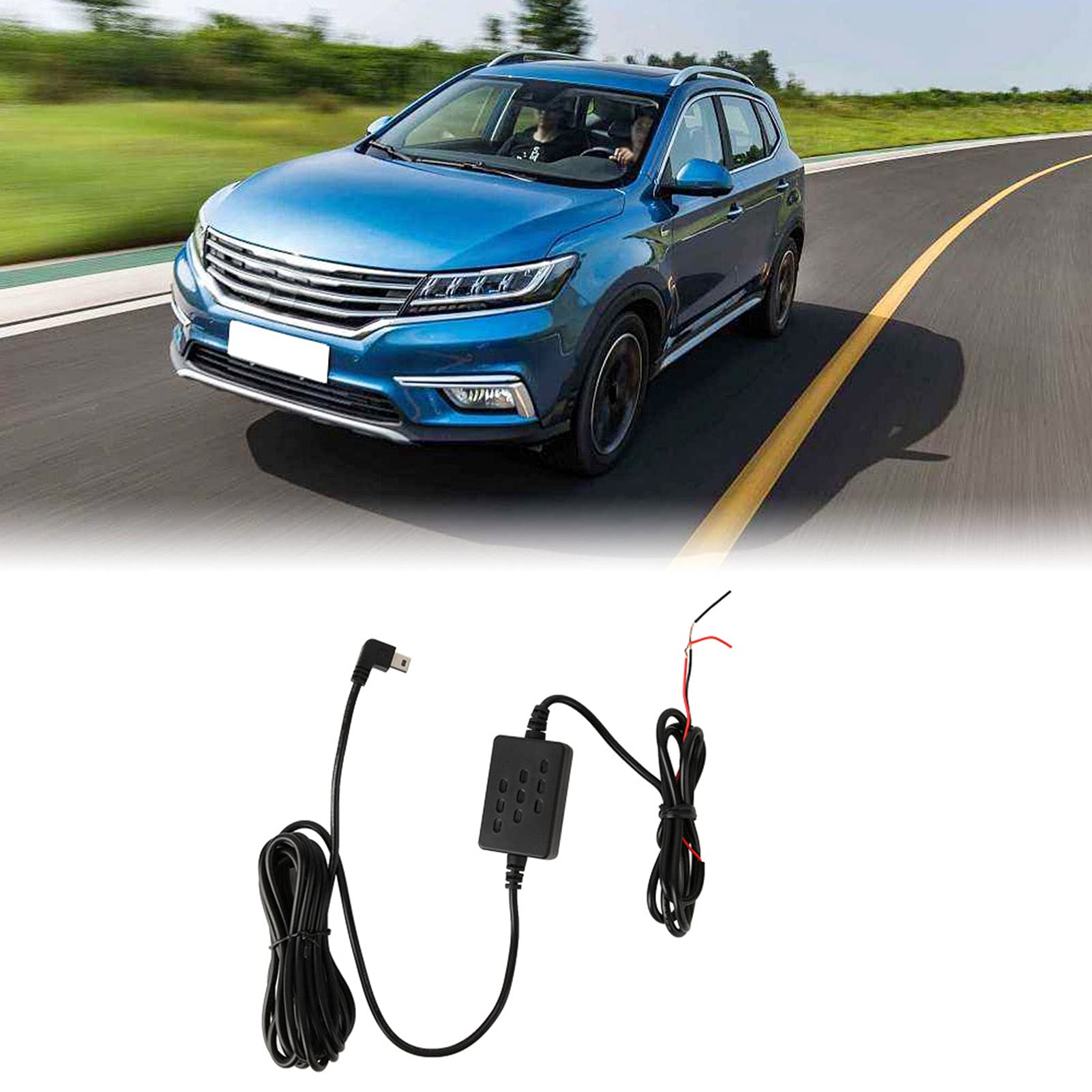 Convertisseur 12V à 5V Pour Voiture - Kit Câble Dur 3m, 2.1A - Pour Dash Cam, GPS, Chien électronique - 7