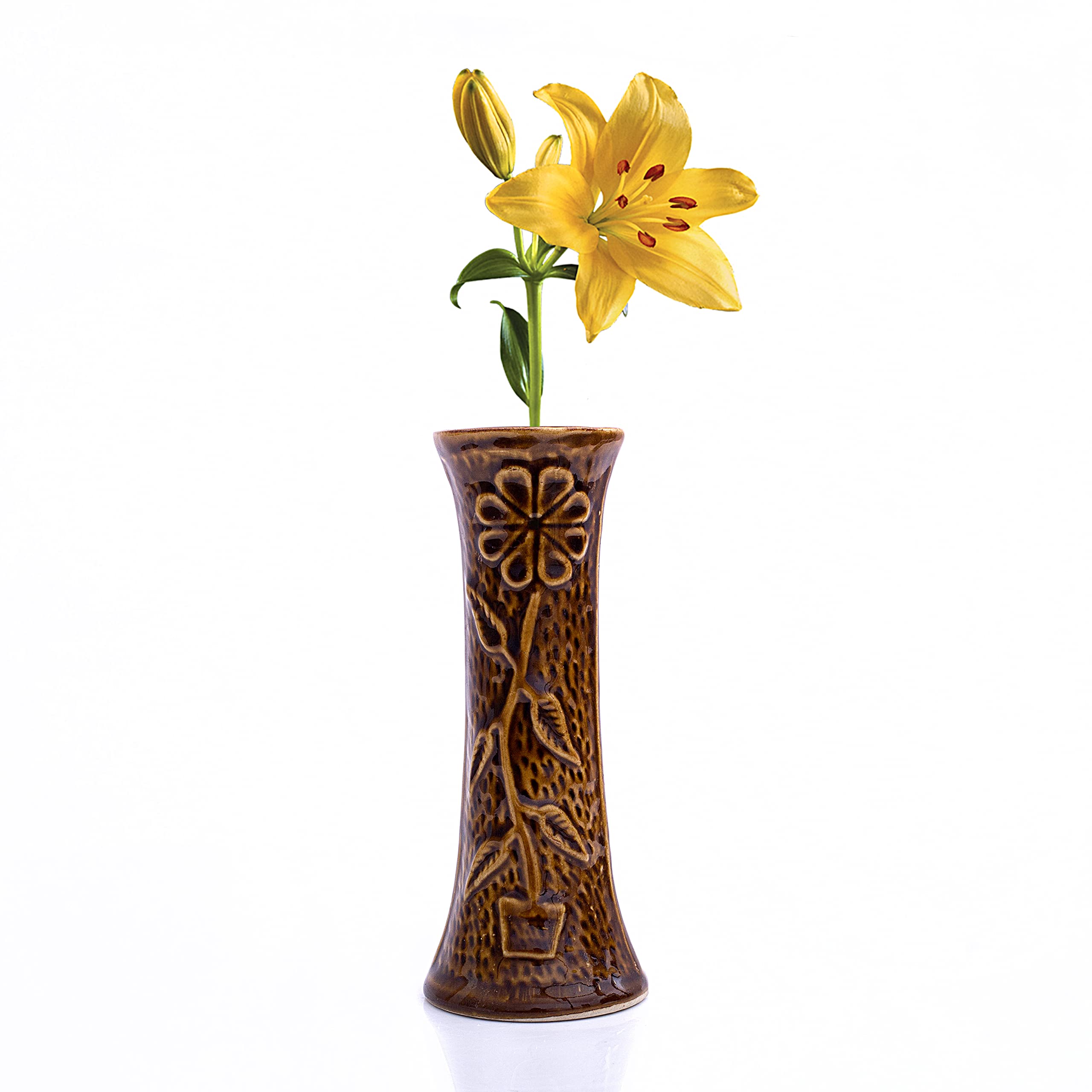 Unique Decorative Ceramic Flower Vase Medium For Centerpiece Coffee Table Home Living Dining Room Decor Accents Bedroom Office Desk Bookshelf Boho Farmhouse Handmade Rustic Artisanal Studio Pottery