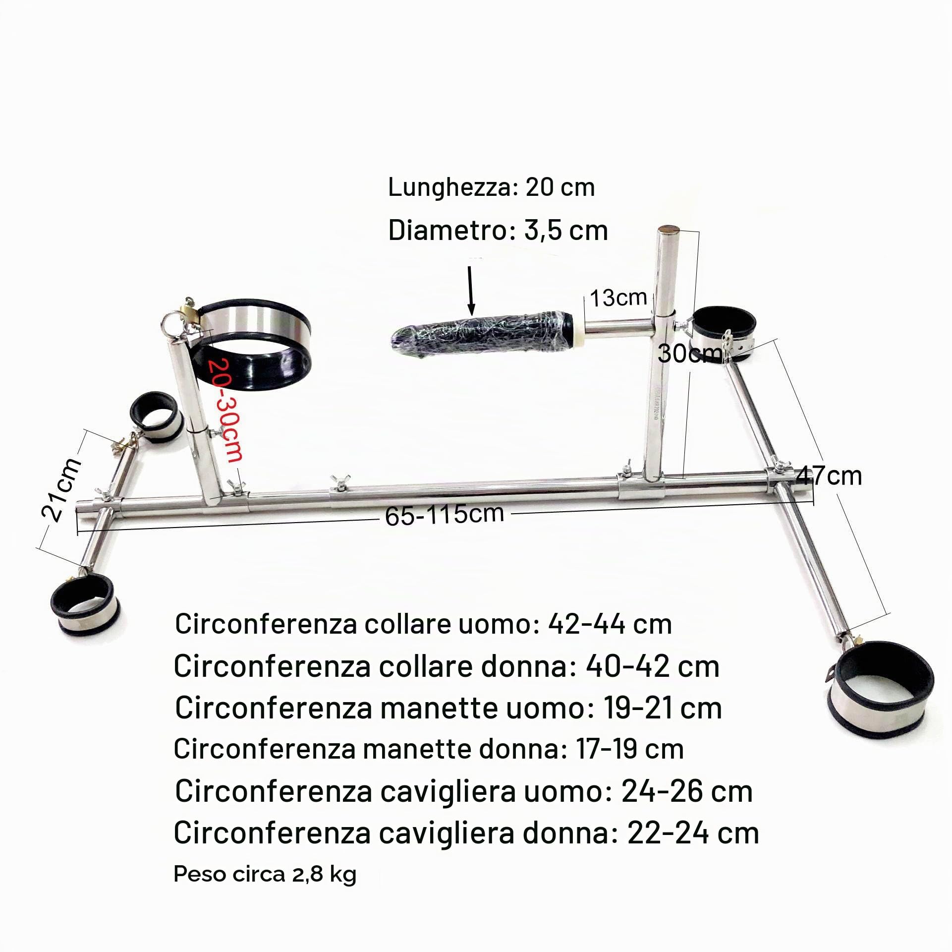 Gogna da Pavimento Bondage con Dildo, Manette & Cavigliere BDSM | Gogna in metallo con collare di contenzione – ideale per feticismo SM, mobili erotici e roleplay Dom/Sub in coppia