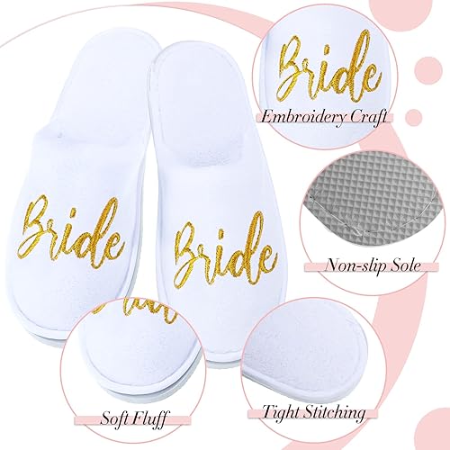 Miniatura 3 de Janmercy 2 pares de pantuflas de boda para novio, novia para boda, pantuflas personalizadas para ducha, regalos de fiesta de novia, blanco y negro,