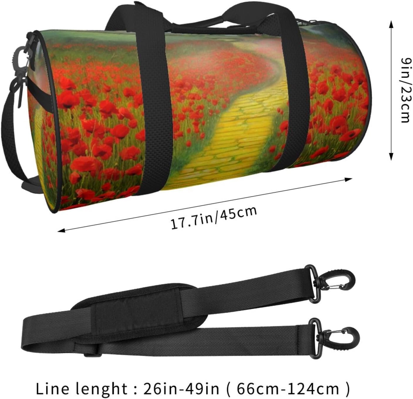 Travel Duffle Bag Weekender Bags For Men Women With Shoe Compartment Large Capacity Weekender Overnight Bag Poppies Field Yellow Brick Road Carry On Tote Bags Sport Gym Bag For Travel Yoga