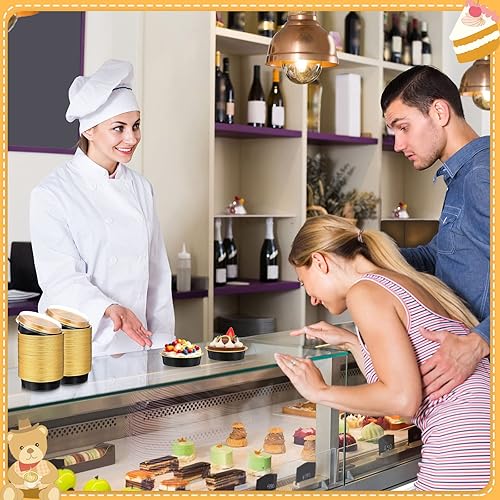 Miniatura 7 de Yinder 120 moldes desechables de 8 onzas con tapas, mini latas de papel de aluminio para tartas de papel de aluminio, recipientes redondos