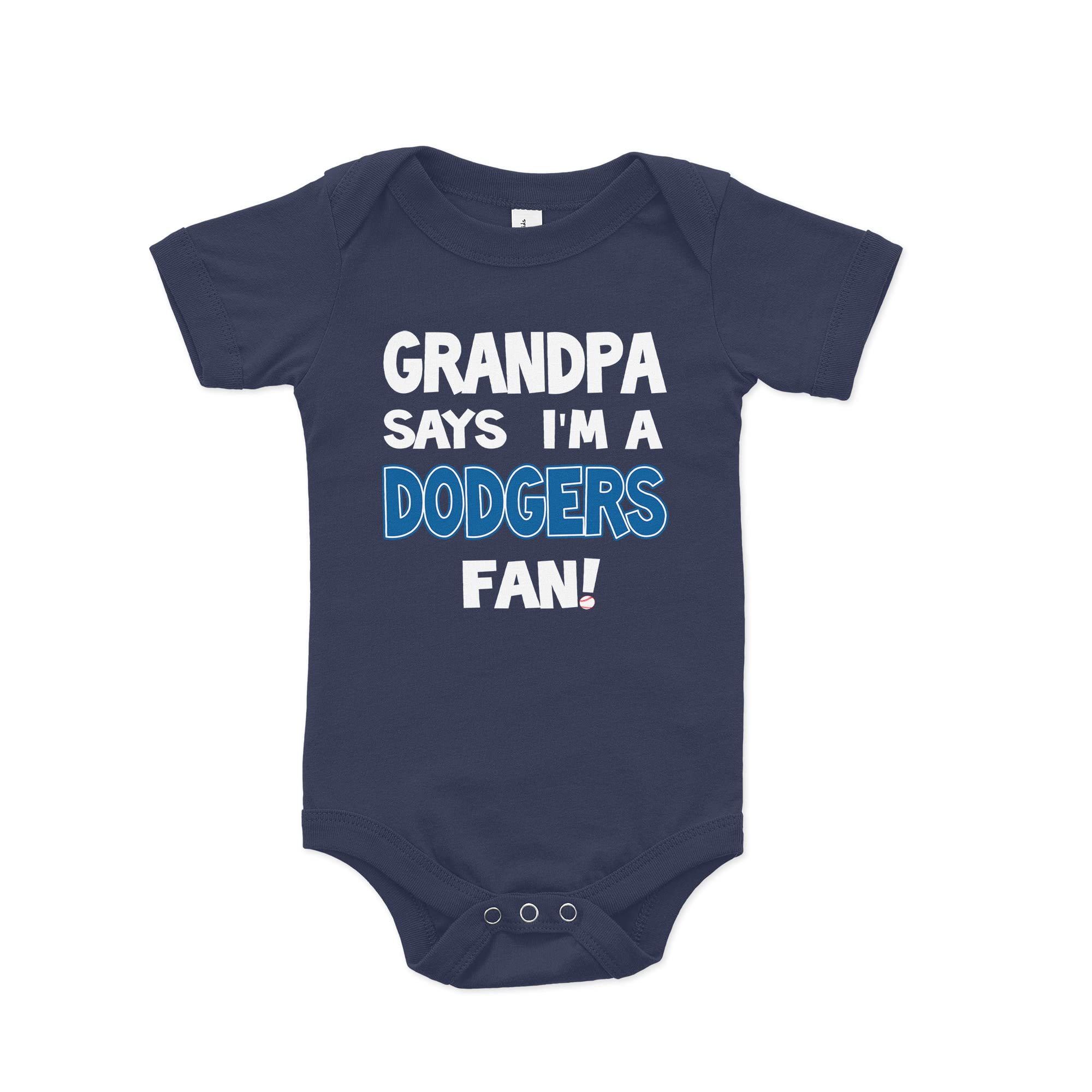 NanyCrafts' Grandpa Says I'm a Dodgers Fan Baby Bodysuit 3 Months Navy