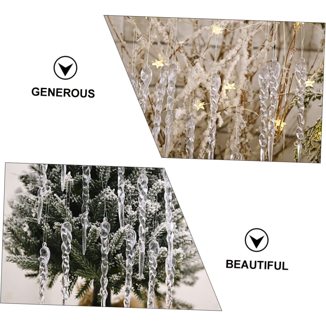 PRETYZOOM 2 Set Di Ornamenti Artificiali in Acrilico Per Lalbero Di Natale Per Natale E Decorazioni Per La Casa 48 Pezzi * 2