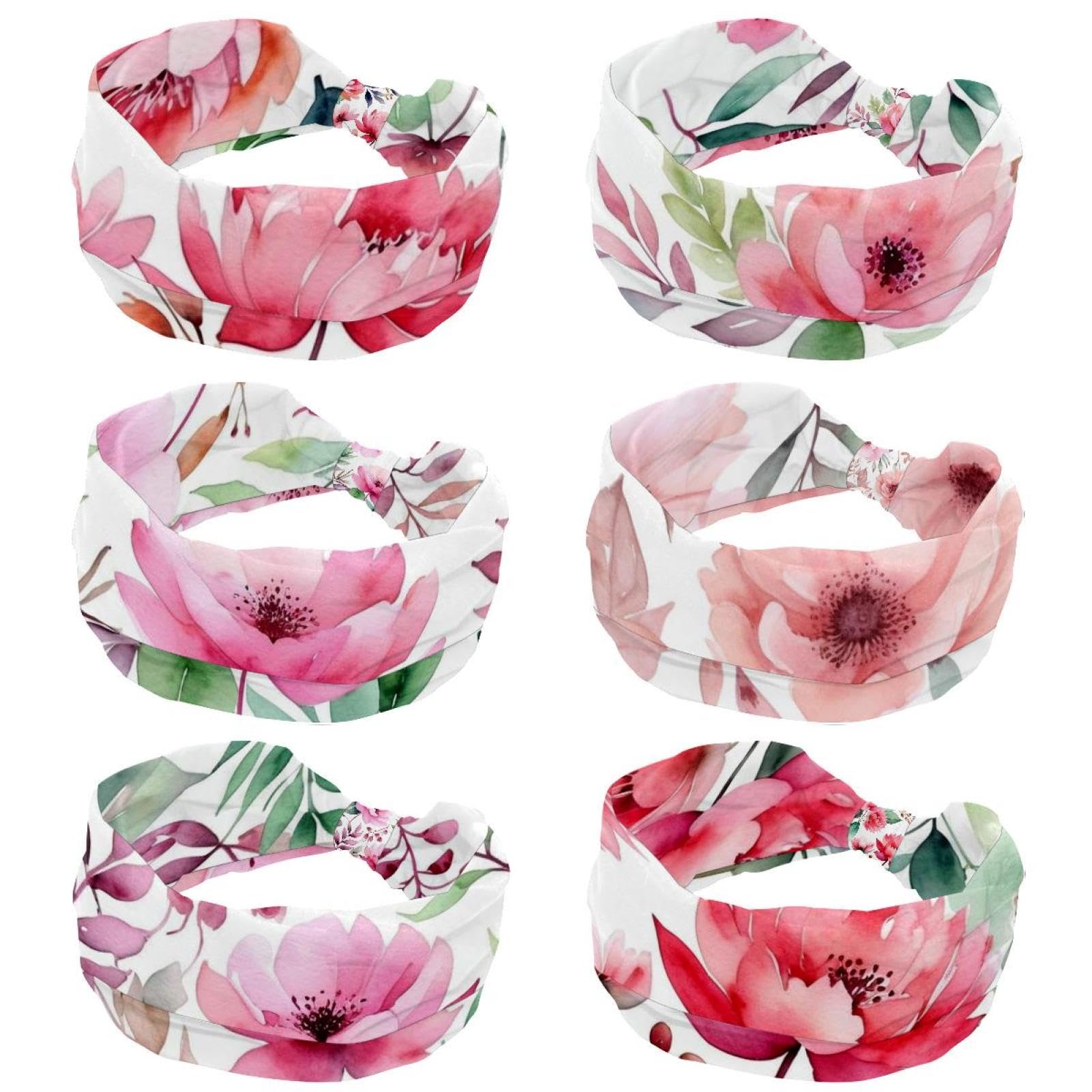 Lot de 6 bandeaux élastiques antidérapants pour femme - Pour yoga, entraînement, course à pied, sport