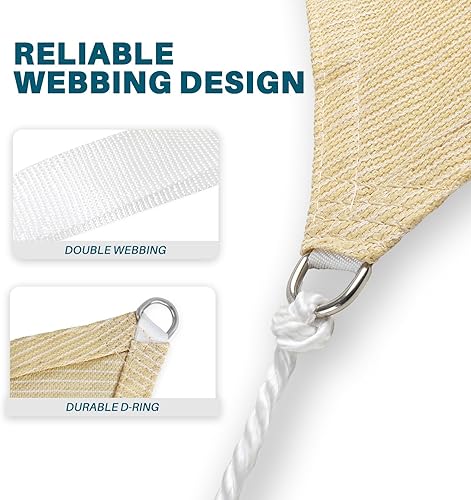 Miniatura 3 de Coarbor Toldo cuadrado triangular equilátero de 20 x 20 x 20 pies, color beige, resistente al sol, grado comercial, para patio al aire libre