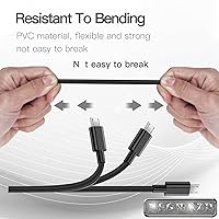 Vista 4 de Cable cargador de repuesto de 10 pies para Kindle Fire, Paperwhite, Oasis E-Reader, Fire Tablet, Galaxy S7/S6/S5/S4/S2/LG - Cable micro USB largo