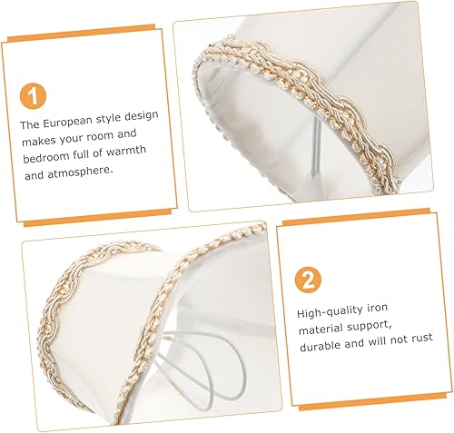 Miniatura 7 de Uonlytech Pantalla de lámpara de tela blanca, con clip de arpillera, pantalla de lino para lámpara de mesa, lámpara de pared para sala de estar,