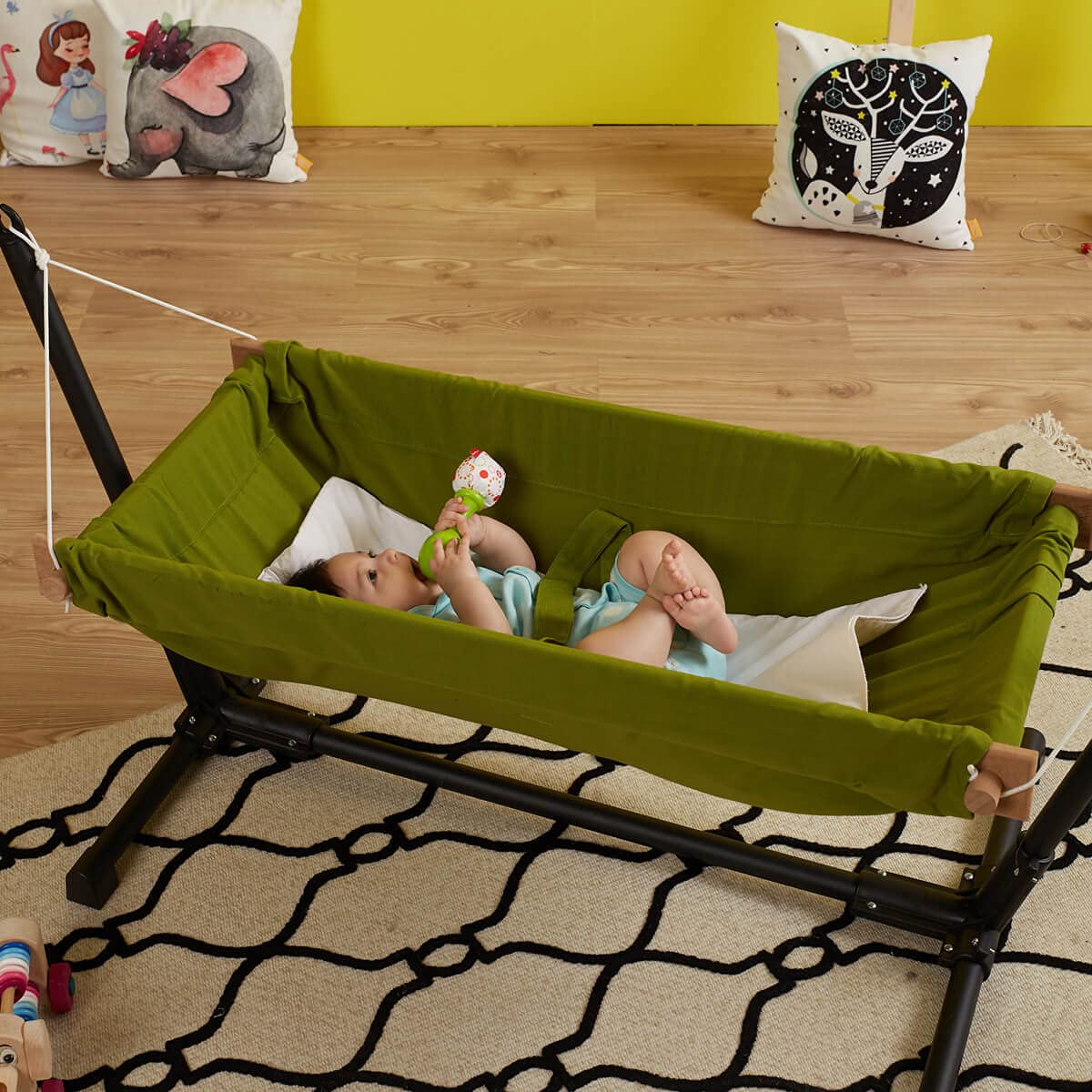 Hamac pour bébé en bois avec support 100 % coton Cribs de voyage