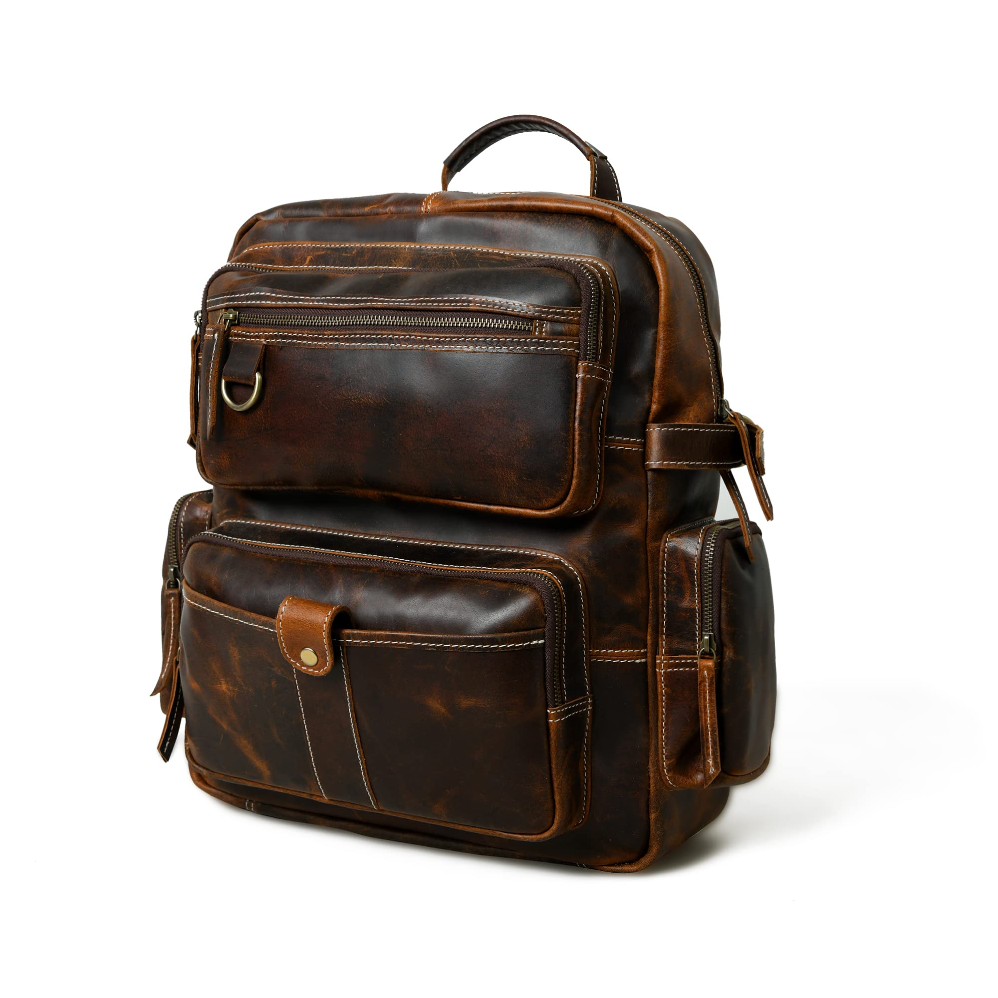 ADYAN Vintage Full Grain Leather 14 Inch Laptop Backpack for Men - Adjustable Shoulder Strap Metal Zip Closure Work Bag, Brown, 12 x 16 x 5, Vintage Full Grain Leather Backpack (B0C4XY48RF) Amazon Price History, Amazon Price Tracker