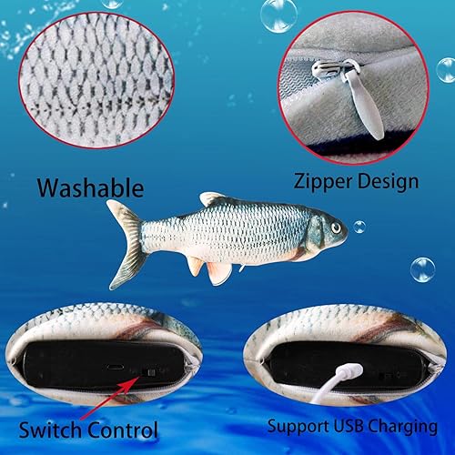 Miniatura 4 de Juguete realista para perros de pez flotante, juguetes indestructibles e interactivos para mascotas para ejercicio de perros, perros pequeños y