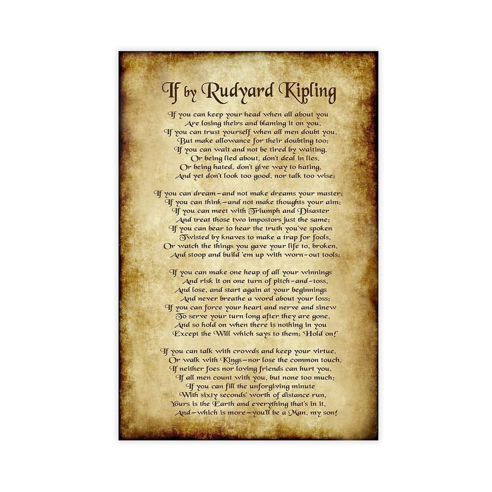NEOHI IF You Can Keep Your Head - Rudyard Kipling Poem Poetic Distressed Parchment Canvas Wall Art Posters And Prints Room Aesthetic Bedroom Office Decor 12x18inch(30x45cm)