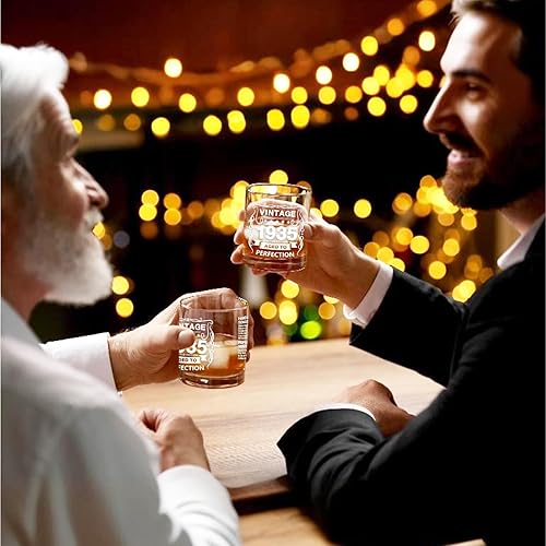 Miniatura 6 de Vasos antiguos de 1934  Vintage 1934 Old Time Information 10.25oz Whisky Rocks Glass  90 cumpleaños envejecido a la perfección  Regalos de 90 años