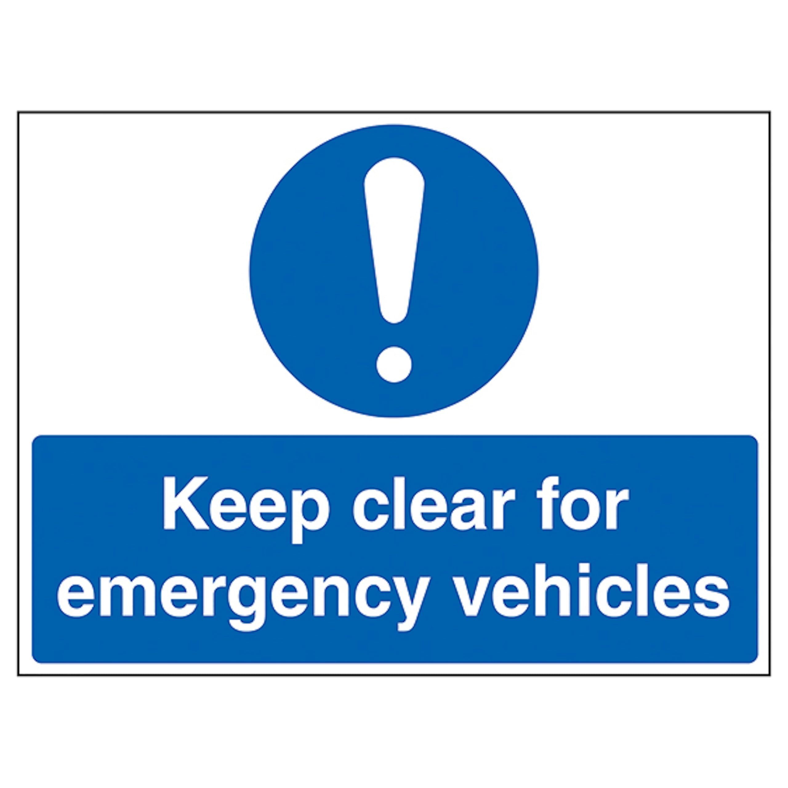 V Safety Caution Keep Clear For Emergency Vehicles 600 x 450 mm - 3mm Reflective Aluminium Composite Safety Sign