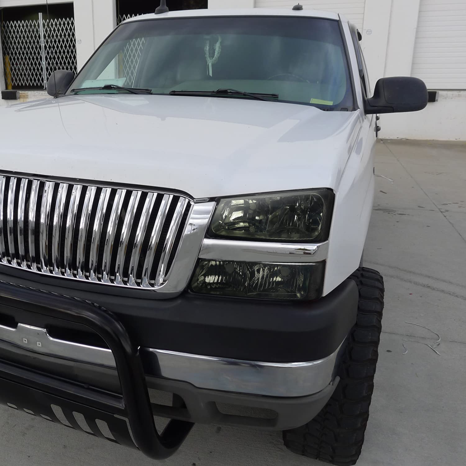 Spec-D Tuning Headlight Smoke + Bumper Lights Lamps W/Clear Reflector Compatible with Chevy Silverado 2003-2007 L+R Pair Assembly