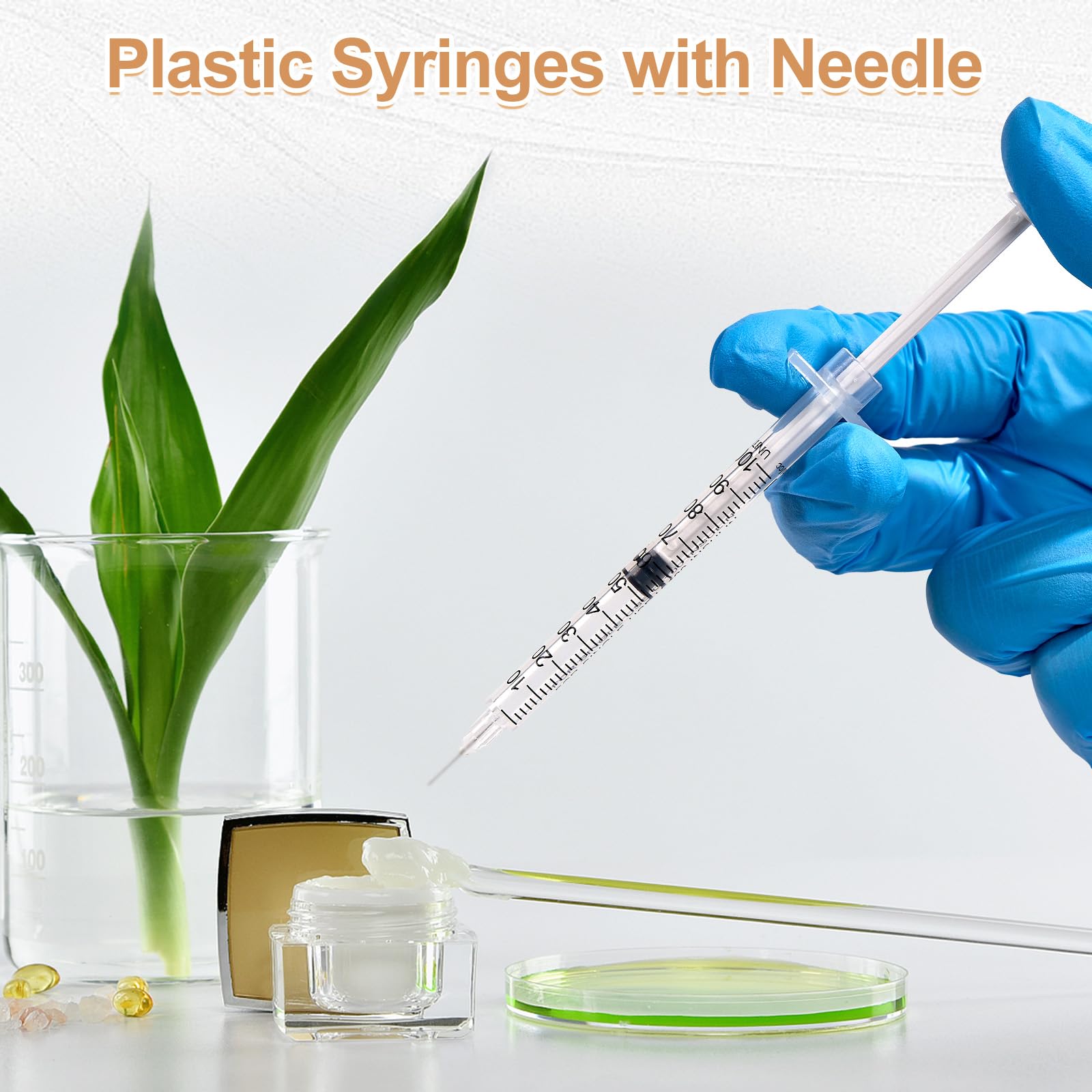 100 Stück 1ml Plastiktube 31G 6mm, Spritze mit Skala einzeln versiegelt für die Flüssigkeitstrennung,Laborzubehör