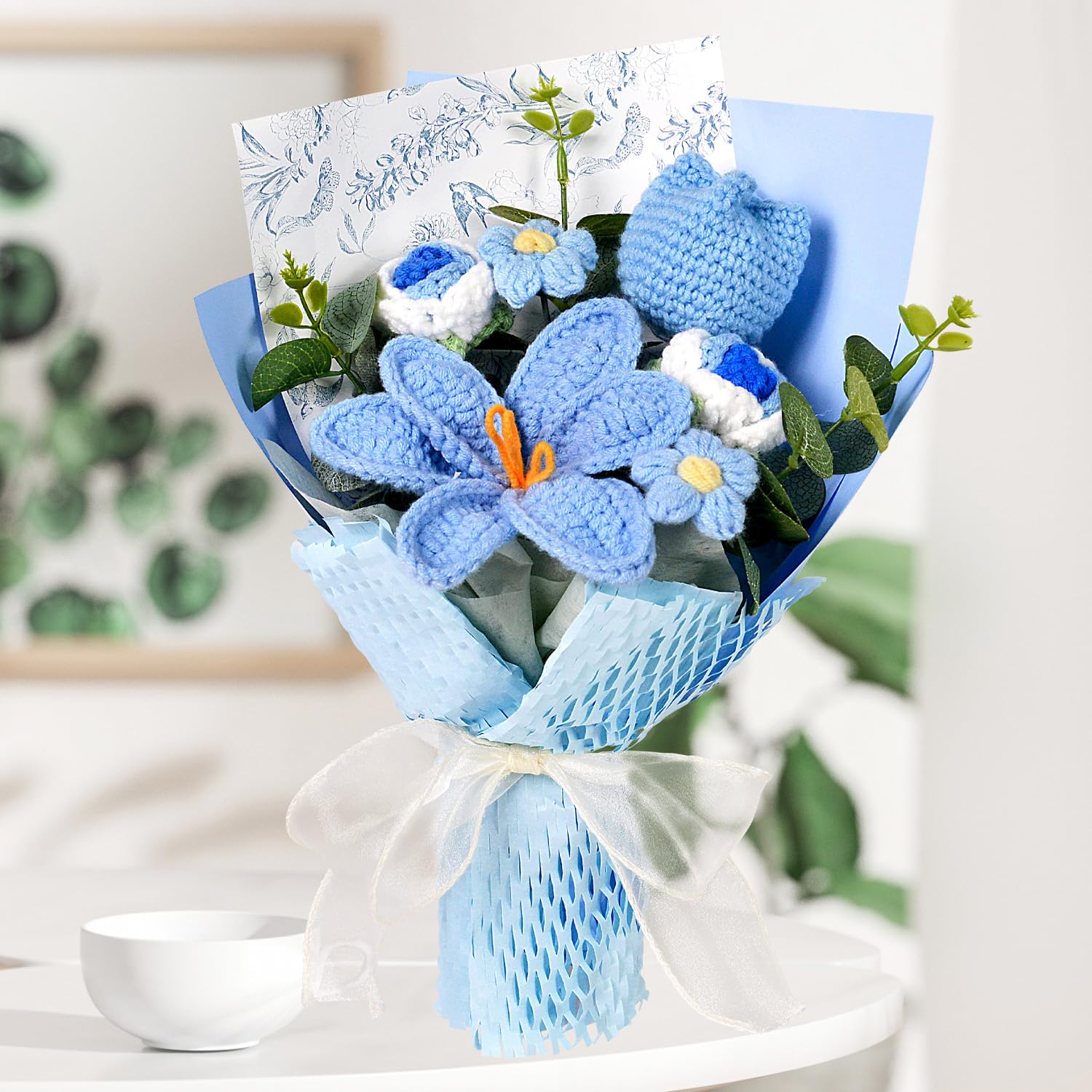 Amazon.com: Hlenbin Crochet Flower Bouquet, Tulip Rose Daisy