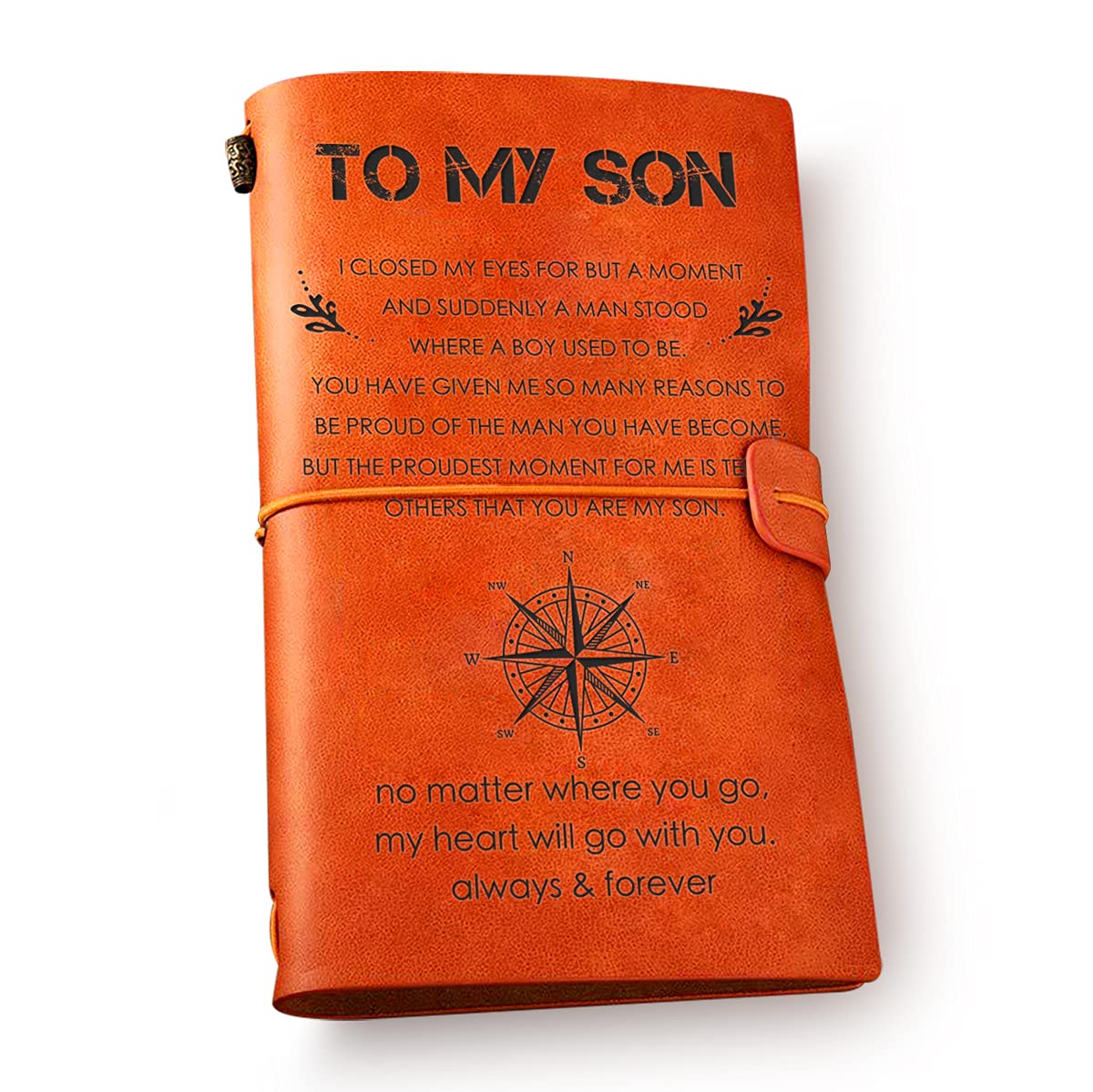 to My Son Leather Journal Notebook from Mom Dad - Inspirational Son Travel Journal Motivational Embossed Writing Journal Gift for Birthday Graduation Christmas