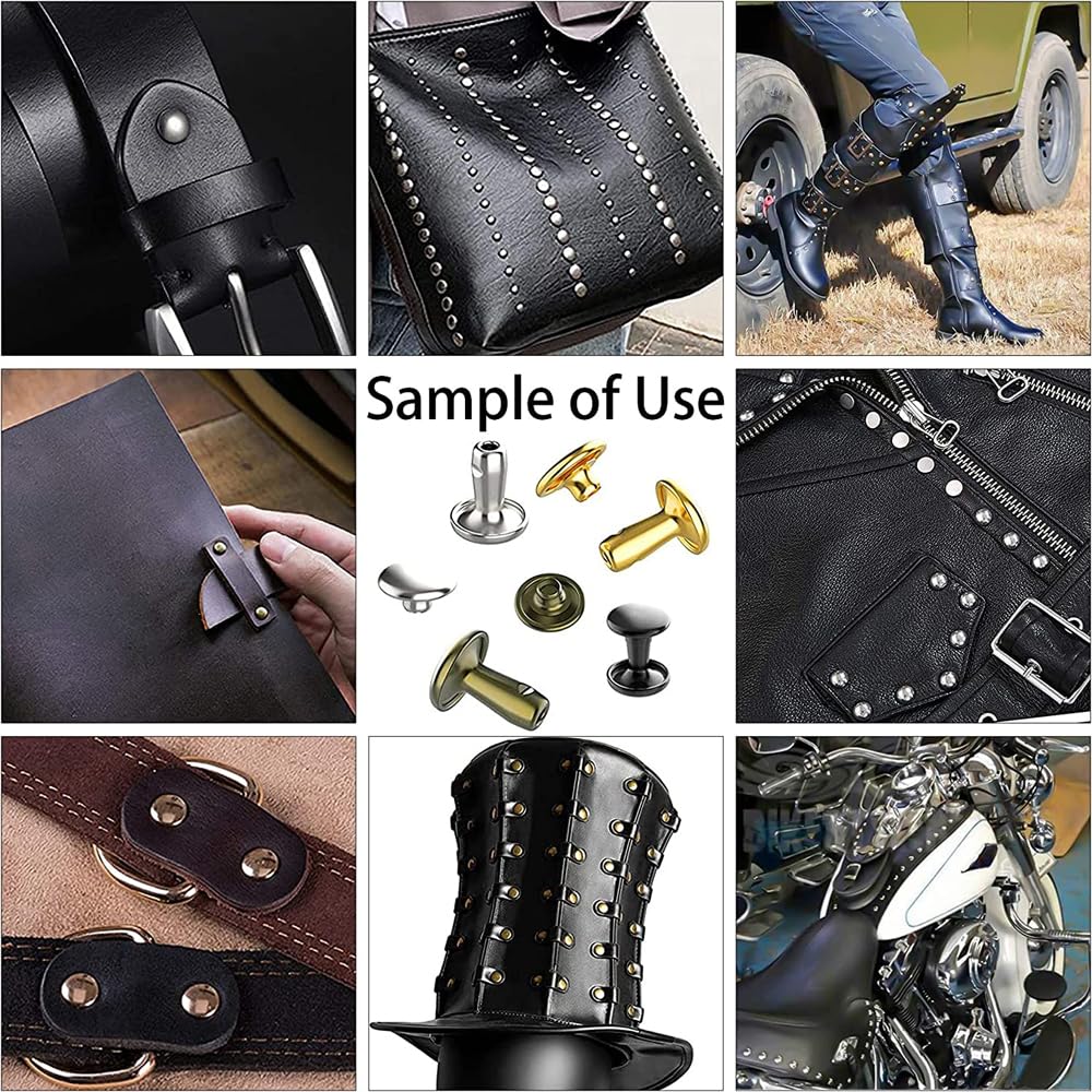 360 Rivetti In Pelle Set Doppio Cappuccio, 3 Dimensioni Rivetto Tubolare In Metallo Con Pinze Punch E Strumenti Di Fissaggio A 3 Pezzi Per La Riparazione Della Pelle Rivetti Di Ricambio Decora - Foto 6