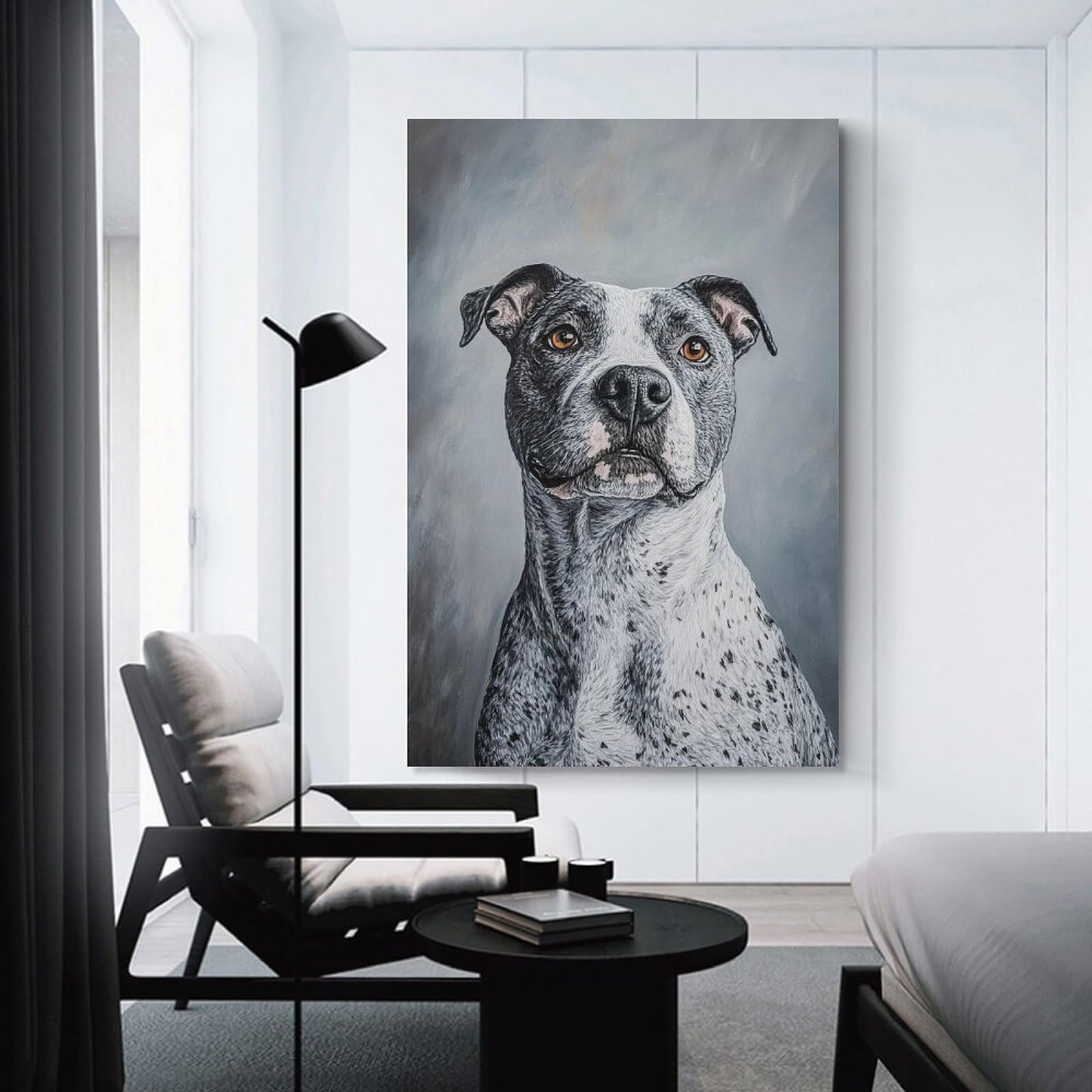 Junmoney Canvas Wall Decor Pit Bull Portrait, 20x30inch(50x75cm), for Restful Interiors, Bedrooms Or Small Rooms, Canvas Wall Decor for Personal Spaces