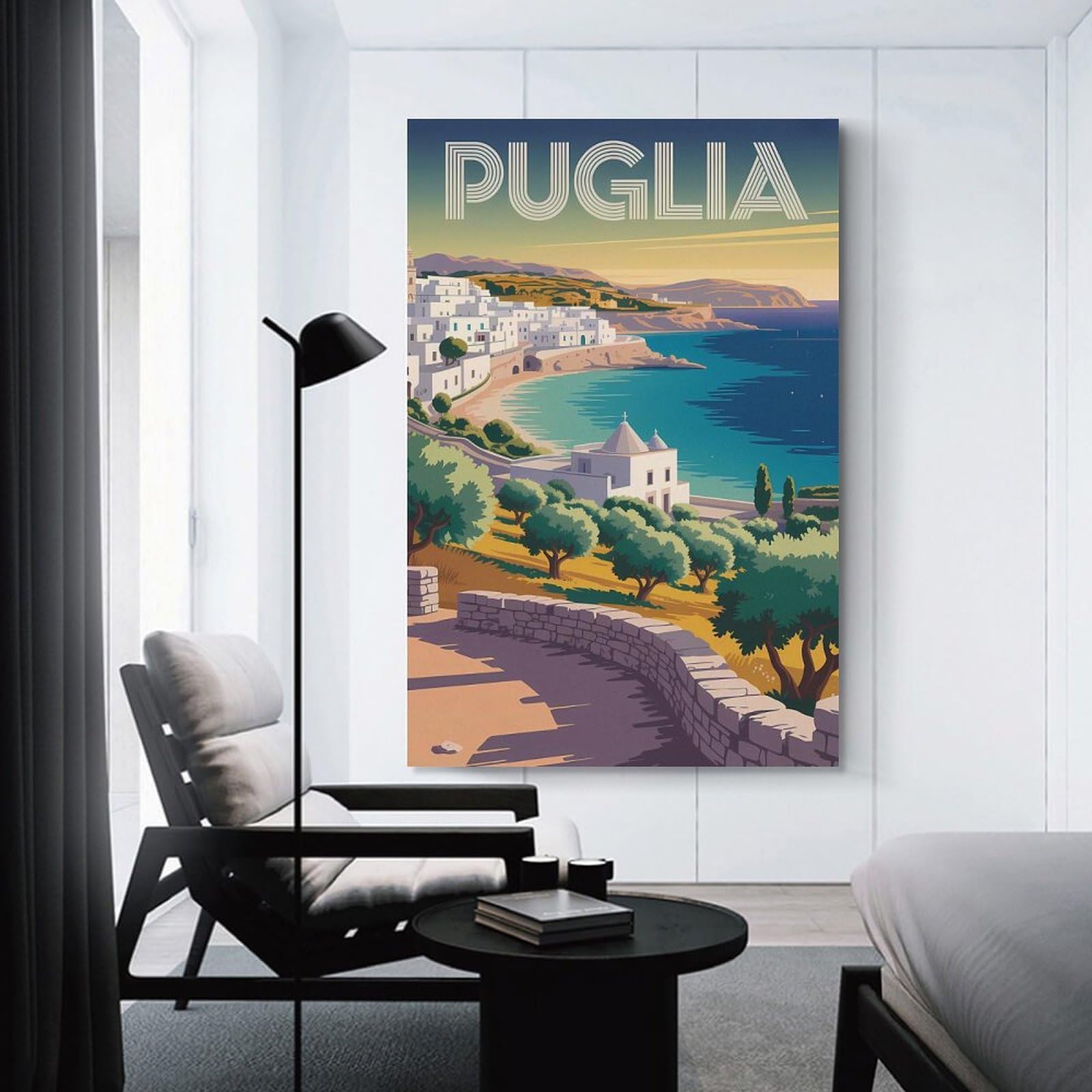 Junmoney Wall Decor Canvas Print Puglia Travel, 24x36inch(60x90cm), for Front Hall, Corridor Or Welcome Spaces, A Neat Decor Update for Hallways