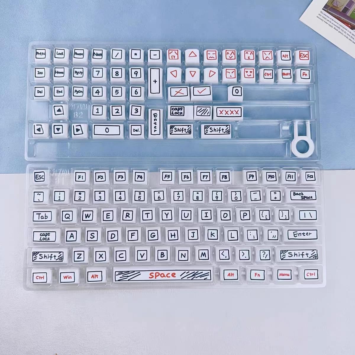 PBT Keycaps 127 Keys Cute Graffiti Keycaps Set, XDA Profile, Dye-Sublimation Key Caps for Cherry Gateron MX Switches Mechanical Keyboard