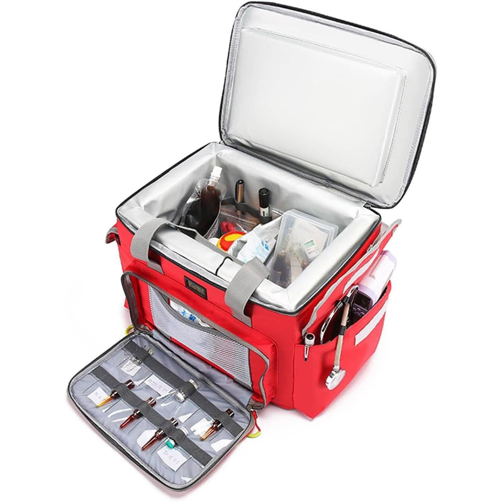 Bolsa de primeros auxilios vacía, bolsa médica de emergencia, impermeable, de tela Oxford, con aislamiento médico, bolsa de almacenamiento refrigerada con múltiples bolsillos, para exteriores