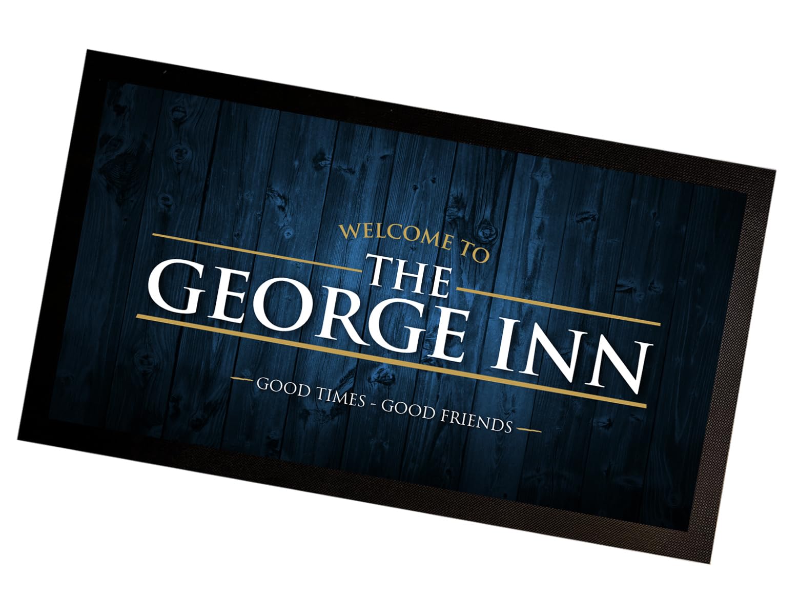 Personalised Bar mat - with your name Bar - Blue Wood effect Bar runner - BW102