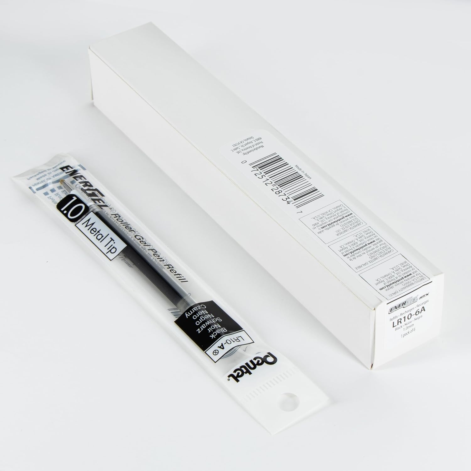 Pentel Refill Ink - for EnerGel Gel Pen, 1.0mm Metal Tip, Bold, Black Ink, Pack of 6 Refills (LR10-6A) image 3
