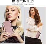 Defencase Wallet Case Compatible with iPhone 11 with RFID Blocking Card Holder for Women Men, Fashion PU Leahter Zipper Magnetic Button Flip Snap Phone Case Compatible with iPhone 11 6.1", Rose Pink