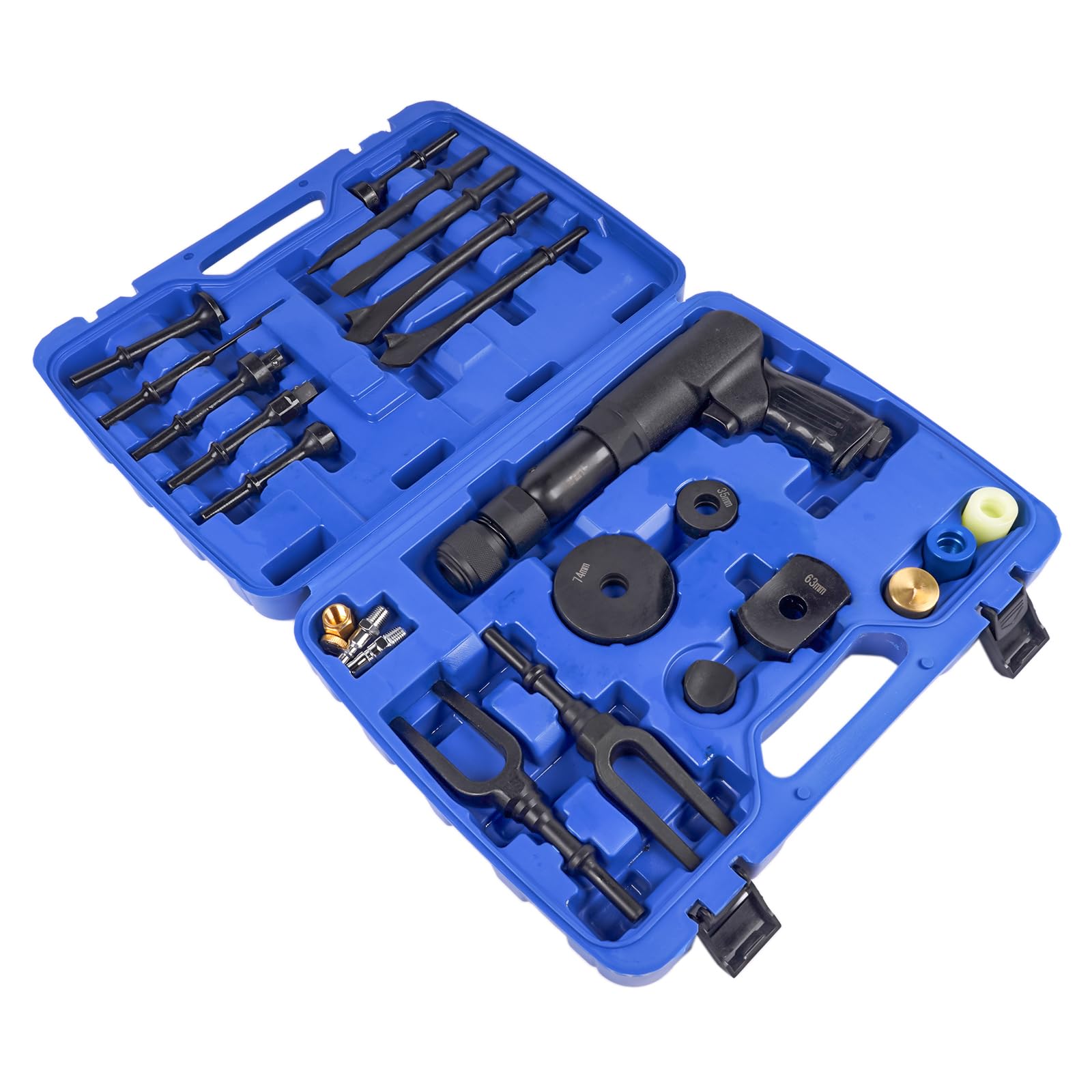 Martillo neumático astillador con kit de 19 accesorios - Martillo neumático versátil y resistente, kit de astillado incluido Hopzty