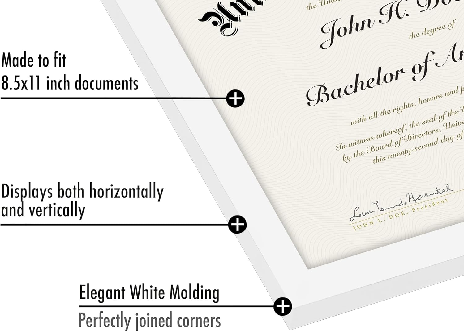Americanflat 8.5x11 Picture Frame with Polished Plexiglass - Set of 5 - Legacy Collection - Certificate Frames for Tabletop and Wall Display - White