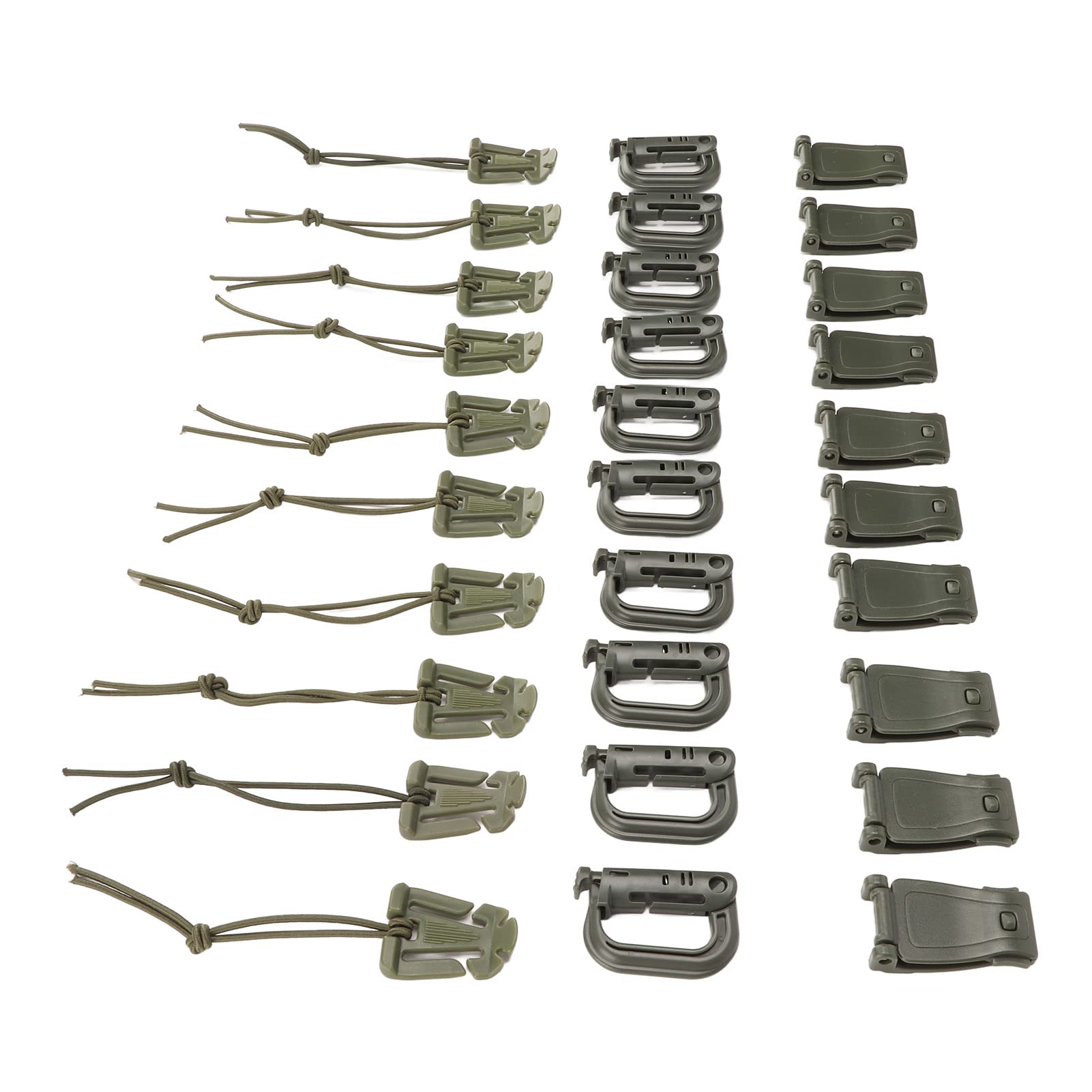30 Pieces Tactical Backpack Bag Clip Strap Set with D Ring Grimlock Locking Web Dominator Elastic Strings Strap Management Tool Buckle Tactical Gear Clip Molle Bag Attachments Set for Picnics Camping