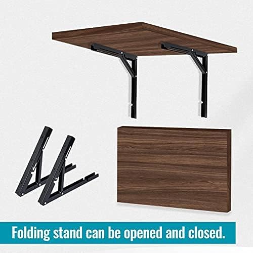 Miniatura 5 de Soportes plegables para estantes de 24 pulgadas, soporte de estante plegable de metal resistente para mesa de banco, bisagra de estante montado en