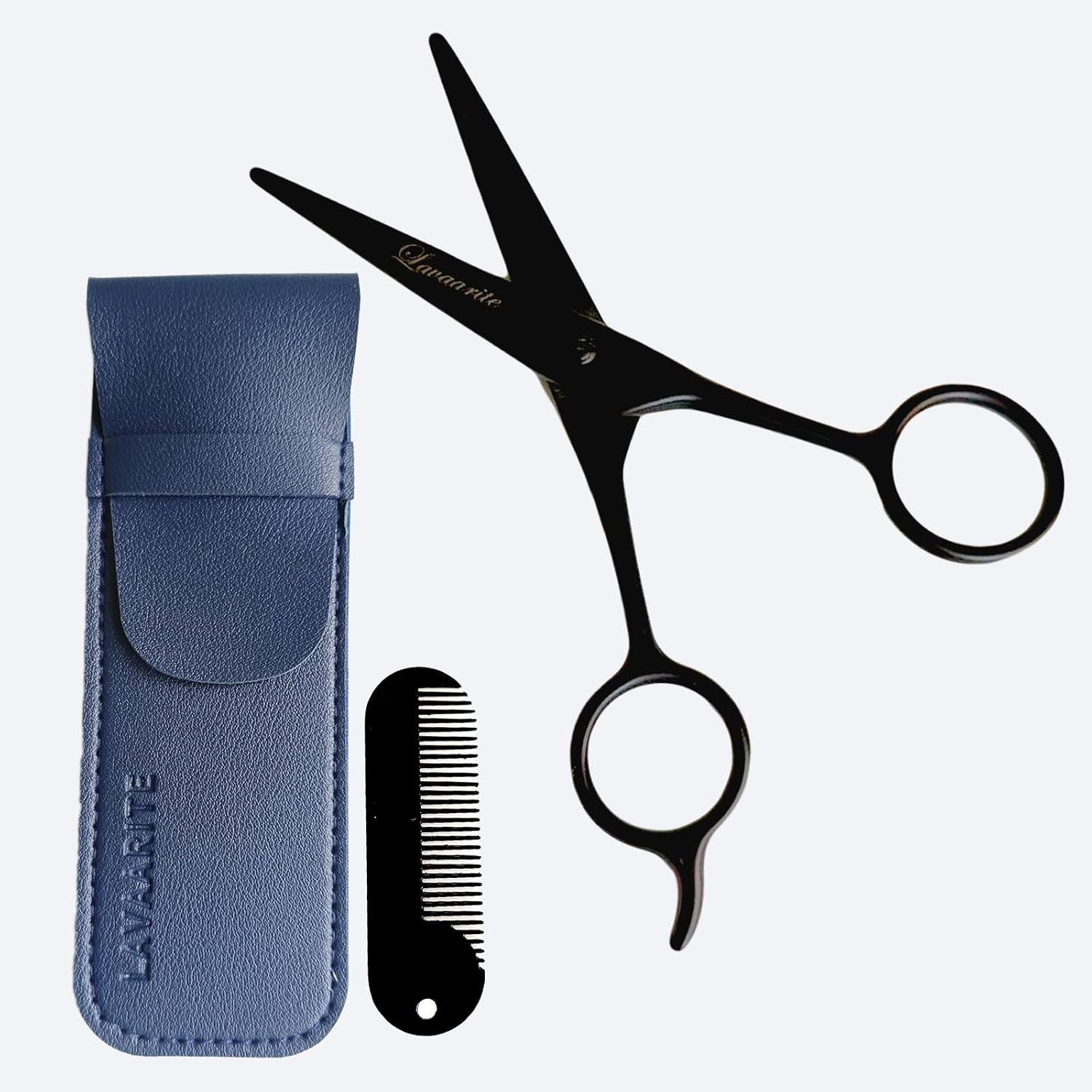 5" Beard & Mustache Scissors Kit with Metal Comb & Premium Pouch