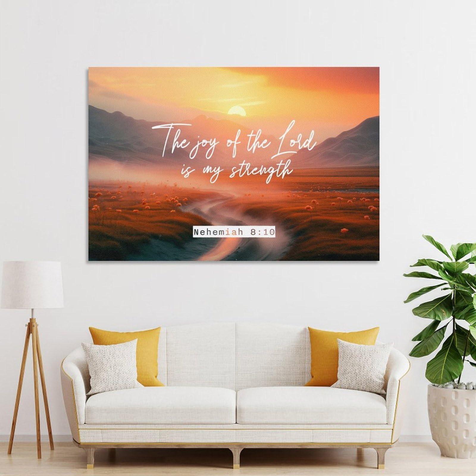 Junmoney Canvas Wall Picture The Joy of The Lord, 20x30inch(50x75cm), for Home Lounge, Bedroom Or Reading Nook, A Home Accent with Warm Character