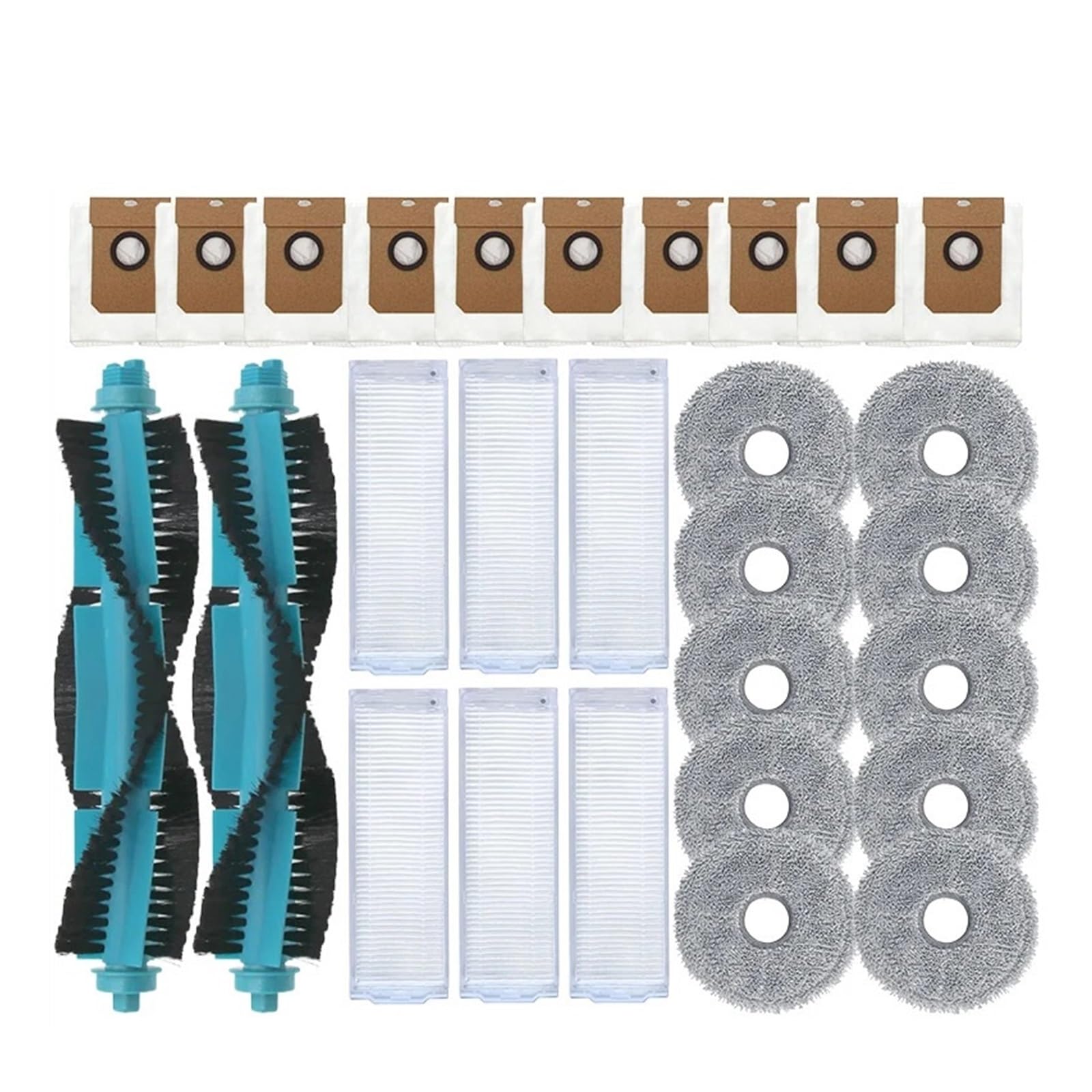 Kicici 28Pcs Compatible Compatible With Cecotec Conga 11090 Spin Revolution Main Side Brush Hepa Filter Mop Cloth Spare Parts Replacement Kit Accessories(28Pcs)