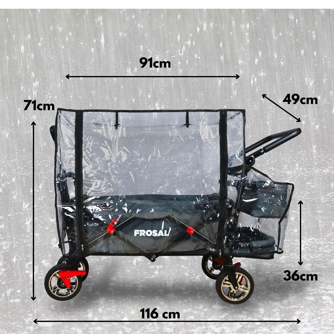Regenverdeck FROSAL Bollerwagen Leo | Regenschutz für Transportwagen faltbar