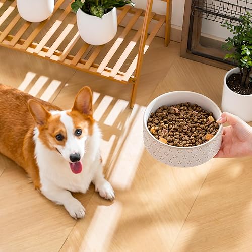 Miniatura 7 de MALACASA Cuenco de cerámica para perros, 3.5 tazas o 32 onzas, plato de agua para razas de mudium, cuenco para mascotas apto para lavavajillas y