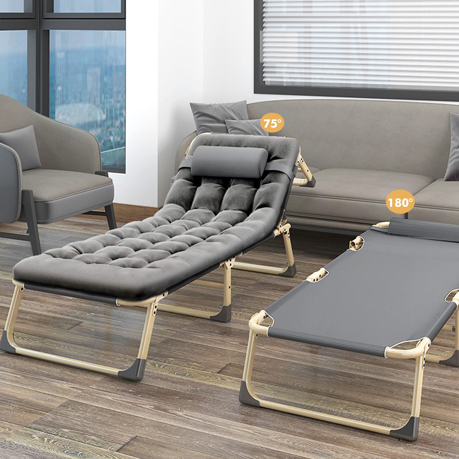 Soliles Reclining Chairs with Mattress,Outdoor Patio Folding Lounge