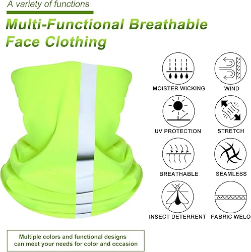 Miniatura 3 de SATINIOR 12 pasamontañas, diademas coloridas para la cabeza, bufanda, protección UV, polaina para el cuello con cinta reflectante para mujeres