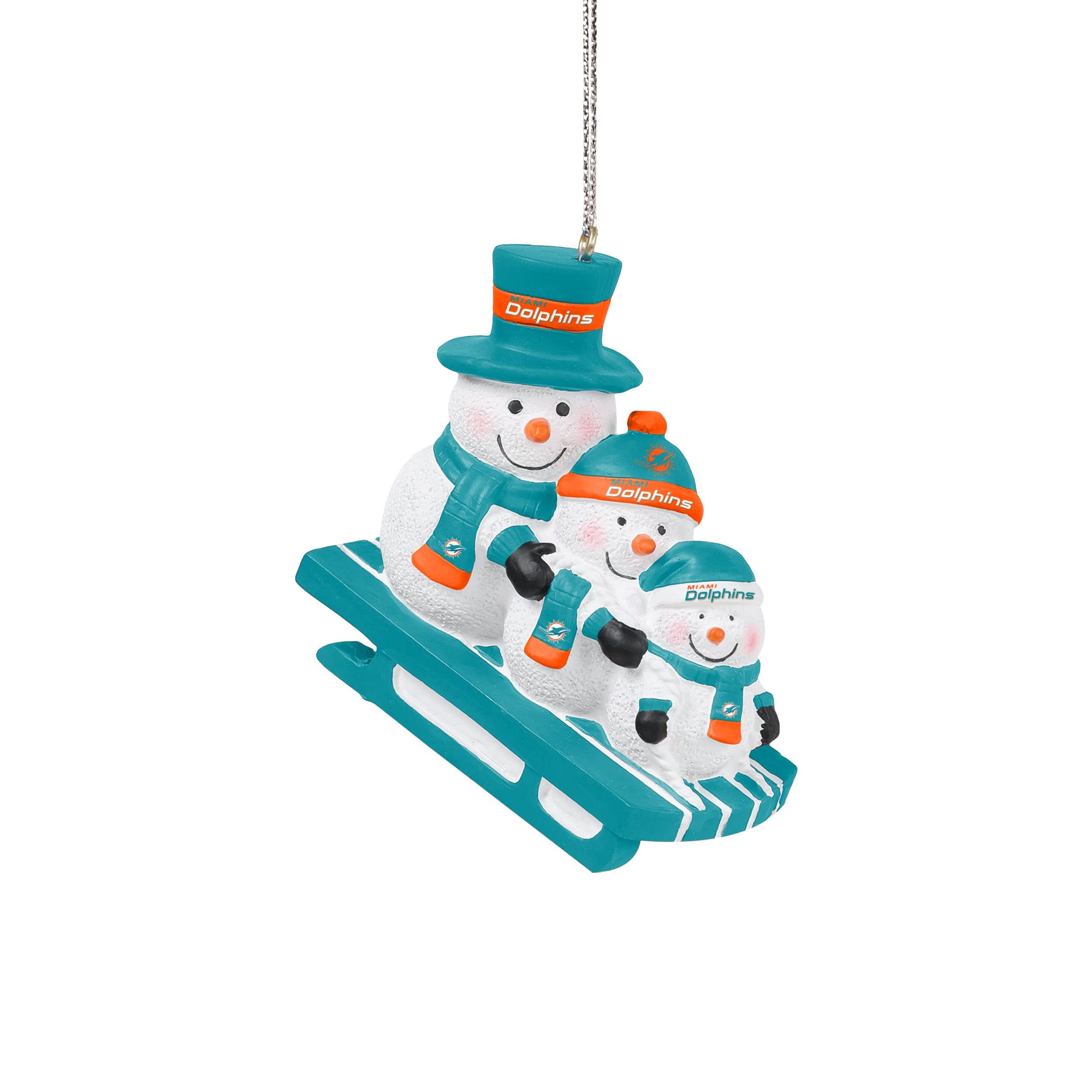Foco Multicoloured Nfl Miami Dolphins Tree Decoration Snowman Sledding Snowmen Sledding Pendant Ornament Christmas Tree