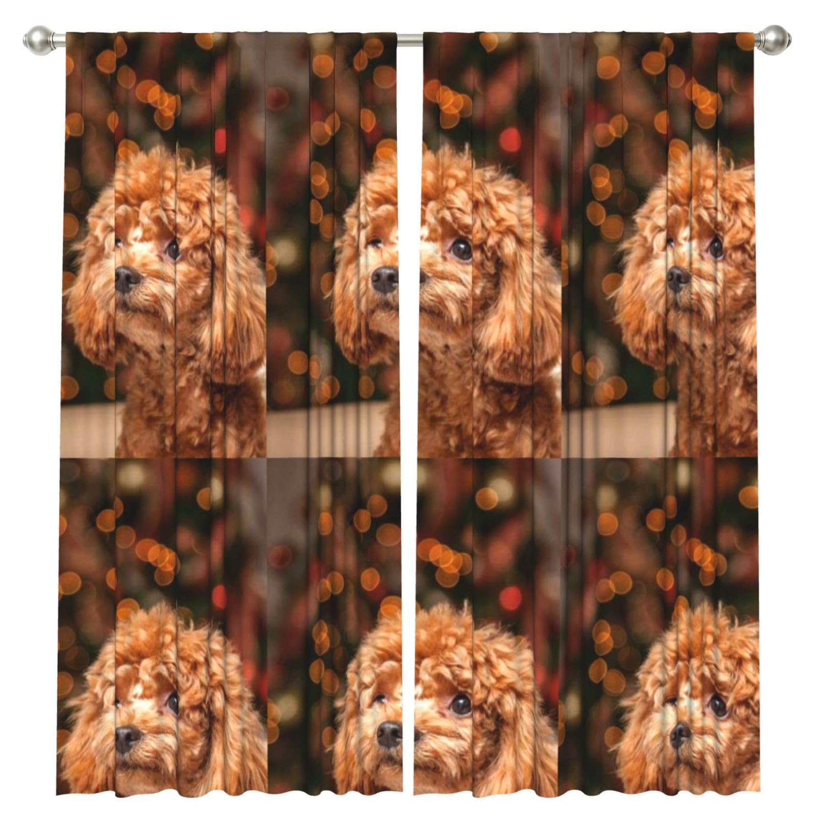 InOmak Cute Poodle, 2 Panels Window Curtains 52 x 84 Inch Blackout Curtains for Living Room Bedroom