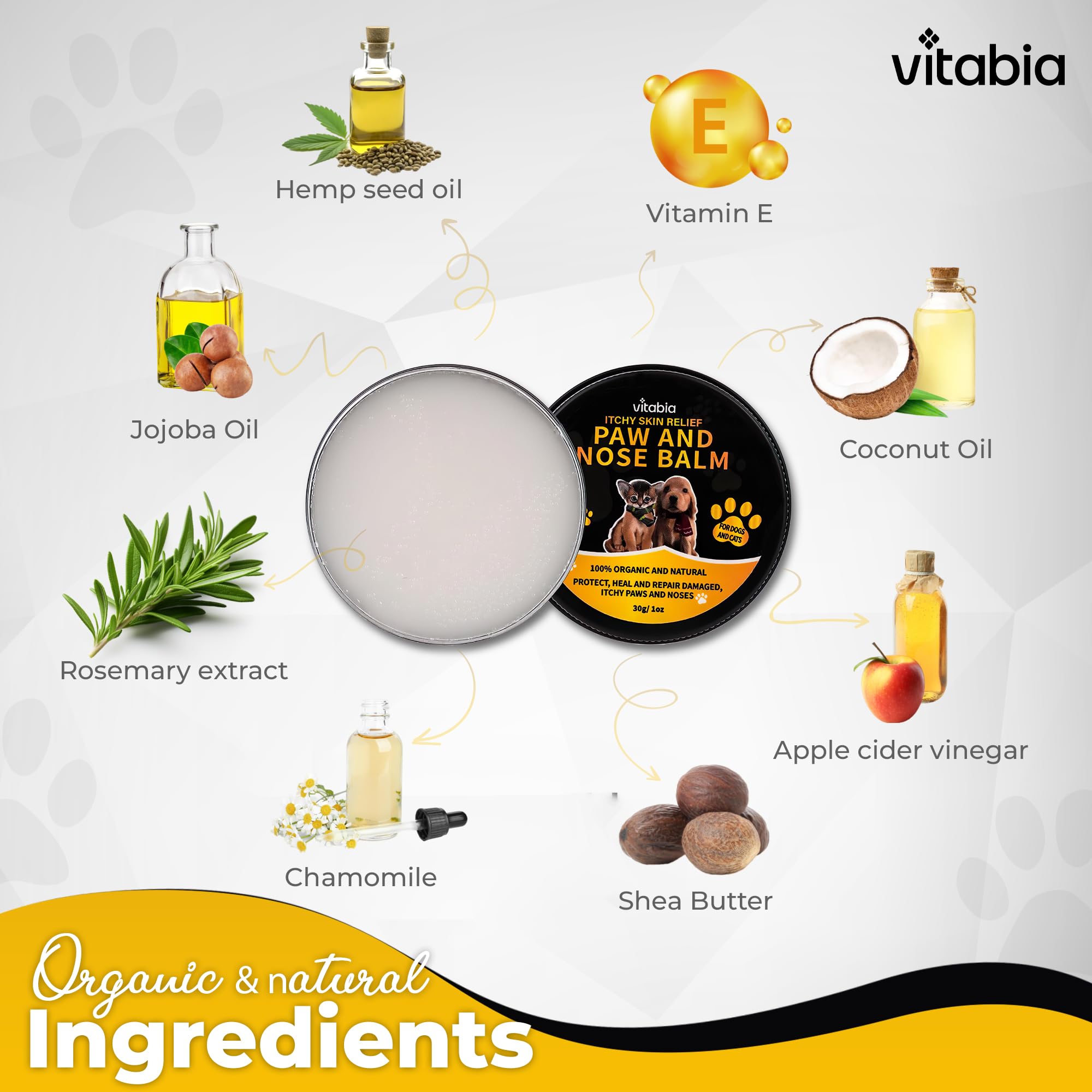 Cat and Dog Paw Balm, Pets Skin Treatment With Shea Butter, Vitamin E, Coconut Oil And Apple Cider Vinegar, Cat Acne - Image 3